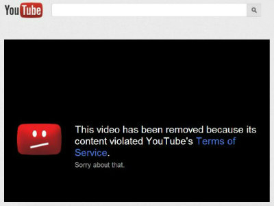 YouTube, video rimosso