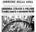 la prima pagina del Corriere della Sera il giorno successivo alla strage di Piazza Fontana