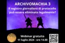 “Il registro giornaliero di protocollo è eliminabile legalmente?": giovedì 11 luglio un webinar gratuito a cura di Procedamus