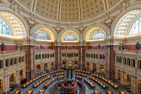 La sala princpale di lettura della Library of Congress degli Stati Uniti - foto via Wikipedia